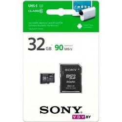 Карта памяти SONY SR32UY3AT, MicroSD 32Gb, class 10, чтение до 90МБ/с